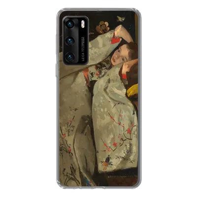 Produktbild von MuchoWow® Handyhülle Schutzhülle Hülle für Huawei P40 Mädchen im weißen Kimono - Gemälde von George Hendrik Breitner Silikon Softcase Handy Hülle - Handytasche
