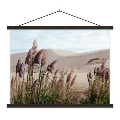 Produktbild von MuchoWow® Textilposter Pampasgras - Sand - Pflanzen - Düne 150x113 cm mit holzfarbenen Rahmen - Poster