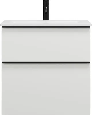 Image de burgbad Eqio Slim lavabo en céramique avec meuble sous-lavabo, 620x490x620mm, SHBT062F6582C0001G0252