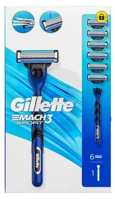 Produktbild von Gillette Mach3 Sport Rasierer + Ersatzklingen, 6 Stück