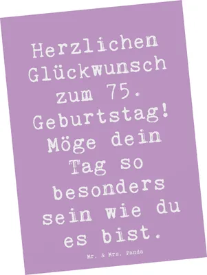 Produktbild von Mr. & Mrs. Panda Grußkarte Spruch 75. Geburtstag Glückwünsche - Lavendeltraum - Geschenk, Ansichtskarten, liebevoll gestaltet, Ansichtskarte, Postkarte, Meilenstein