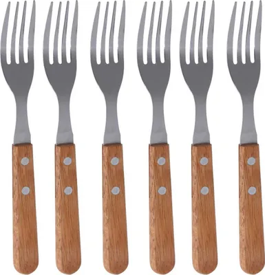 Immagine prodotto di Forchette da bistecca con manico in legno, 6 pezzi