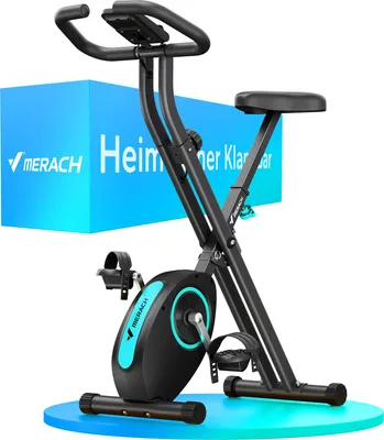 Produktbild von MERACH Klappbares Heimtrainer, kompakt und leise, 16 Magnetstufen, LCD-Bildschirm, Tablet-Halterung, für den Heimgebrauch