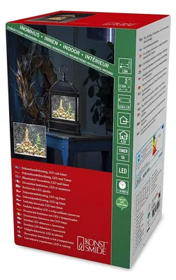 LED Schneekugel Laterne Weihnachtsmarktszene warmweiß 25 cm