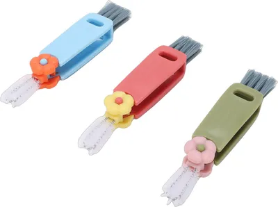 Image de 3 brosses de nettoyage pour couvercles de gobelets, bouteille multifonctionnelle pour la maison, la cuisine, bleu, rose, vert