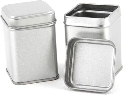 Zdjęcie produktu dla Puszka do herbaty kwadratowa - pojemnik ze stali nierdzewnej - do przechowywania herbaty - 100% szczelna - 45x45x65 mm - srebrna
