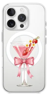Produktbild von Hartschalenhülle für das iPhone 14 Pro Max, kompatibel mit MagSafe, transparent, Erdbeercocktail