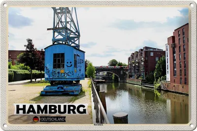 Produktbild von Blechschild Städte Hamburg Barmbeck Fluss 30x20cm