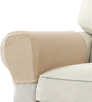 Produktbild von 2er-Set,Jacquard,Stretch,Sofa,Sessel,Armlehnenbezüge,Anti-Rutsch-Möbelschutz,Armlehnen,Schonbezüge,für,Sofa,Liege,mit,en,Befestigungswerkzeugen,Drehstifte,