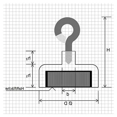 Produktbild von Neodym Magnethaken mit einer Haftkraft von bis zu 155 kg und einem Durchmesser von 10 mm