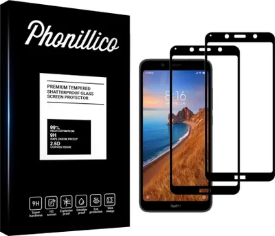 Immagine prodotto di Vetro temperato per Xiaomi REDMI 7A [2 pezzi] Pellicola protettiva per lo schermo con bordo nero Pellicola antigraffio resistente al vetro Phonillico