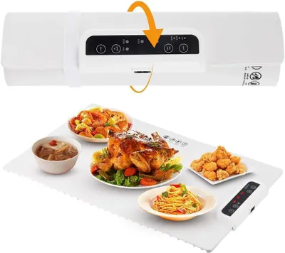 Image de Bac de maintien au chaud électrique - Tapis chauffant - Maintien des aliments au chaud - Chauffage rapide au graphène - 395 x 115 cm - Beige