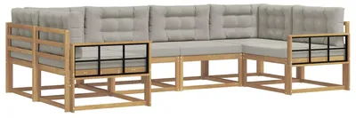 Produktbild von vidaXL Outdoor-Sofagarnitur 6 stk. Weiß und Hellgrau