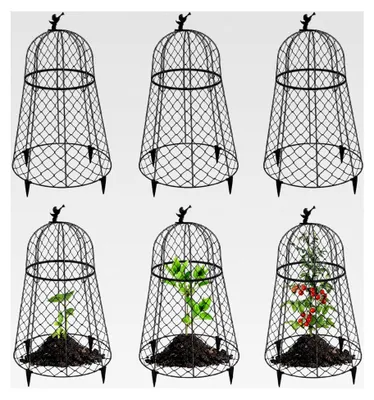 Produktbild von Gartenglocken für Pflanzen, Schutz vor Tieren, rostfreier Hühnerdraht, 33 cm D x 50,8 cm H, große Pflanzenglocke und Abdeckung, 6 Stück
