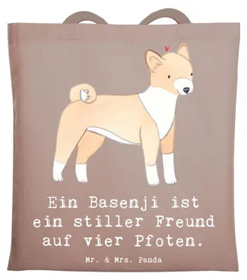 Produktbild von Mr. & Mrs. Panda dokumententasche Basenji Freund - Braun Pastell - Geschenk, Hunderassen, Beutel, Hunderasse, Schultasche, Vielfalt, Charakter, Hunde Spruch, barkless dog