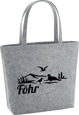 Produktbild von Huuraa Filzshopper Föhr Strandmotiv 22 Liter Grey Melange Filztasche Geschenkidee