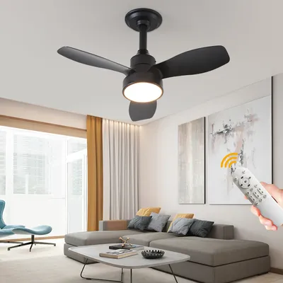 Produktbild von Deckenventilator mit Beleuchtung und Fernbedienung 24W LED Leise Deckenleuchte Schwarz Ventilator Mit Dimmbar Timer Einstellbare Windgeschwindigkeit
