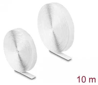 Produktbild von Delock Klettband selbstklebend mit Haft- und Flauschband L 10 m x B 20 mm weiß