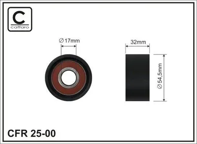 Produktbild von CAFFARO 25-00 Umlenkrolle Zahnriemen Ø55mm für RENAULT CLIO II (BB0/1/2, CB0/1/2) Scénic I (JA0/1, FA0) ESPACE III (JE0) für VW PASSAT (3B2)