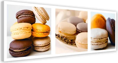 Produktbild von Leinwandbild dessert-macarons - satz 150x50 cm Feeby farbe wandbild bereit zum aufhängen
