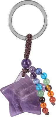 Image de Cristal Etoiles Porte-clés 7 Chakra Pierre Porte-clés Pentagramme Porte-poches
