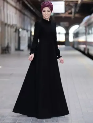 Produktbild von Abendkleid Abaya Lang Hijab Schwarz 36 Tesettür Abiye AR-752
