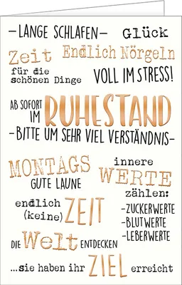 Produktbild von Ruhestand - Schlagworte - "Lange Schlafen..." Karte mit Briefumschlag
