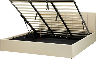Obrázek produktu pro BELIANI Rám postele čalouněný béžový 180 x 200 cm úložný prostor čelo postele rošt s lamelami