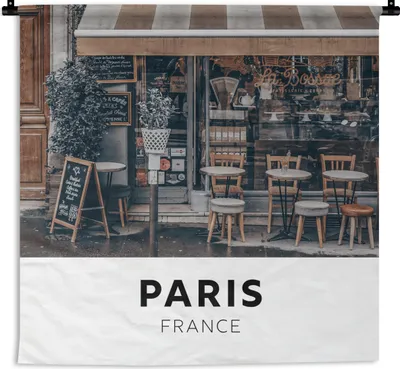 Produktbild von MuchoWow® Wandteppich Wandbehang Paris - Frankreich - Cafe 60x60 cm Tapisserie Dekoration Wandtuch - Dekorationen - Wand Decke