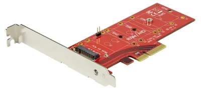 Produktbild von StarTech.com M2 PCIe SSD Adapter - x4 PCIe 3.0 NVMe / AHCI / NGFF / M-Key - Niedrigprofil und Vollprofil - SSD PCIe M.2 Adapter, PCIe, M.2, Full-height / Low-profile, PCI 3.0, Rot, 8 Gbit/s