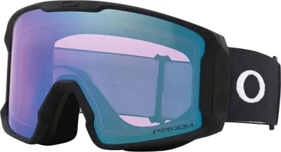 A pair of Oakley ski goggles on a white background.