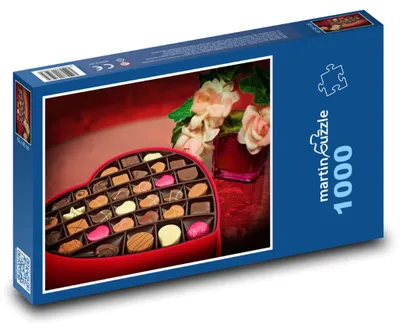Zdjęcie produktu dla Puzzle 1000 Czekoladki w czerwonym sercu - martinpuzzle