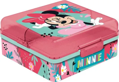Immagine prodotto di Scatola per tramezzini Bimbe Disney Minnie a più scomparti, in plastica senza BPA, lavabile e riutilizzabile