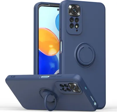 Produktbild von Redmi Note 11 Pro Handyhülle, Ring Halter Ständer Kratzfeste Weiche Silikon schutzhülle für Xiaomi Redmi Note 11 Pro 5G/4G Blau