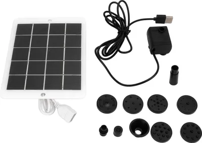 Immagine prodotto di Pompa solare per fontana 3 W, 5 V, 120 l/h, silenziosa, 6 ugelli, spegnimento automatico, per laghetti, vasche per uccelli e giardini