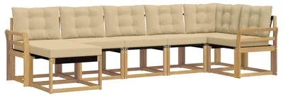 Produktbild von vidaXL Outdoor-Sofagarnitur mit Kissen 7 pcs Weiß und Beige