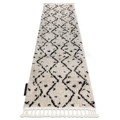 Zdjęcie produktu dla Dywan, Chodnik BERBER TETUAN B751 zygzak krem - do kuchni, przedpokoju, na korytarz beżowy 60x250 cm