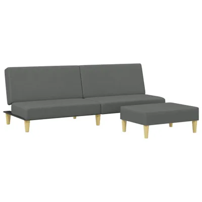 Imagen del producto de Sofá cama de 2 plazas con reposapiés, color gris oscuro, tapizado en tela