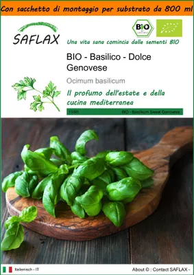Immagine prodotto di SAFLAX Garden in the bag -- Basilico - Dolce Genovese - 800 semi - Ocimum