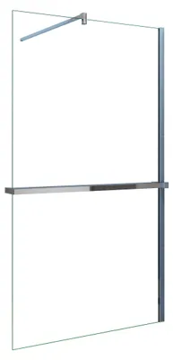 Produktbild von AICA_90x200cm Walk in Duschwand mit Stabilisator 8mm NANO ESG-Glas mit Duschregal Handtuchhalter Duschtrennwand F131
