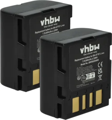 Produktbild von vhbw 2x Akku Ersatz für JVC BN-VF714, BN-VF707, BN-VF707U, BN-VF733, BN-VF714U, BN-VF733U für Videokamera Camcorder (600 mAh, 7,2 V, Li-Ion)