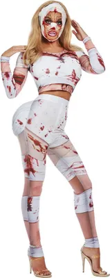 Produktbild von Blutiges Beauty OP Patientin Kostüm 2- tlg. für Halloween und Karneval Größe: M