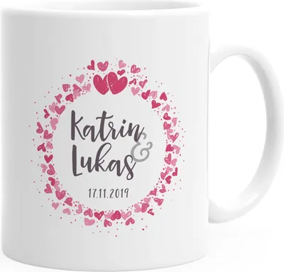 Produktbild von personalisierte Kaffeetasse individuelle Liebesgeschenke mit Namen und Datum anpassbar Hochzeitsgeschenk SpecialMe® weiß Keramik-Tasse