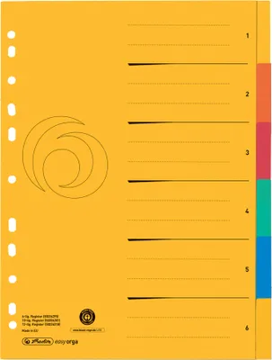 Produktbild von herlitz Karton-Register A4 Überbreite 6-teilig blanko 5-farbig