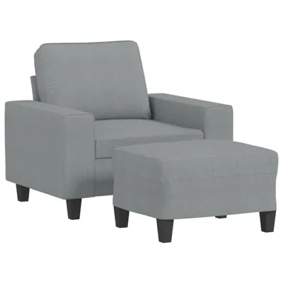 Zdjęcie produktu dla Fotel z podnóżkiem, jasnoszary, 60 cm, obity tkaniną