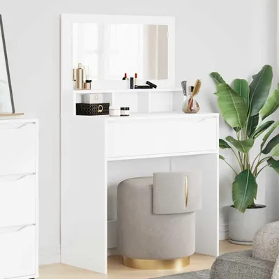 Produktbild von "Schlussverkauf" moderne Schminktisch für Schlafzimmer - Schlafzimmer-Frisiertische - mit Speicher Weiß 80x39,6x135 cm  C17204