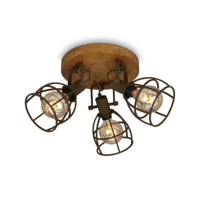 Obrázok produktu pre Bodové svetlo Stropné bodové retro otočné 3xE27 Ø29cm 25W tmavohnedé Briloner
