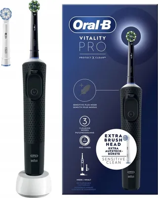 Produktbild von Oral-B | Elektrische Zahnbürste - Vitality Pro D103 - Schwarz - 7600 Bewegungen/Minute - Mit 2 Aufsätzen
