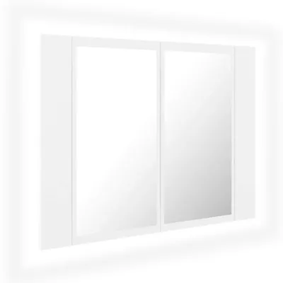 Produktbild von Spiegelschrank mit RGB LED Beleuchtung Badschrank Badezimmerschrank Wandspiegel Badspiegel für Bad Badezimmer mit Ablagefächern 60x12x45 cm Weiß