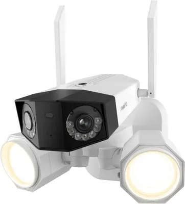 Imagen del producto de Cámara de seguridad exterior - 4K, gran angular de 180 grados, con Wi-Fi - Doble lente - Iluminación inteligente